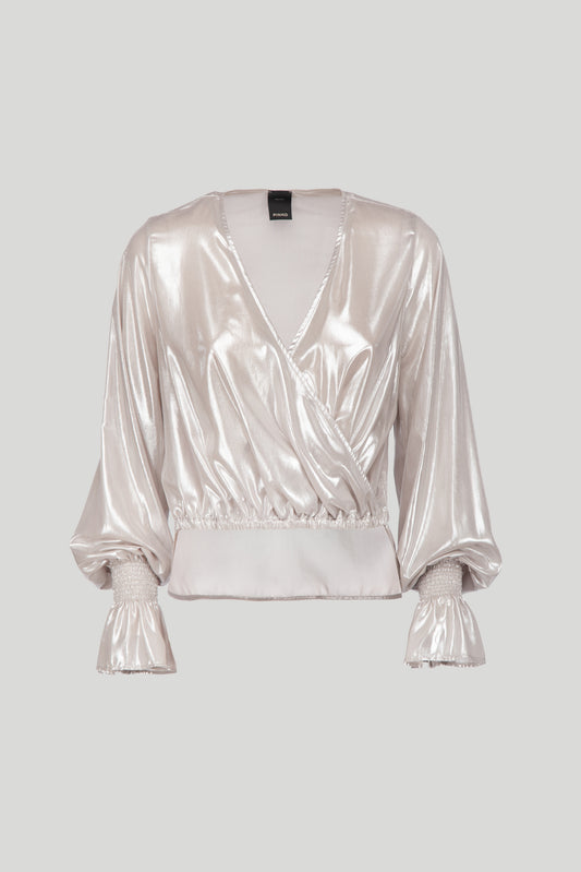 PINKO Bluse aus silberlaminiertem Georgette