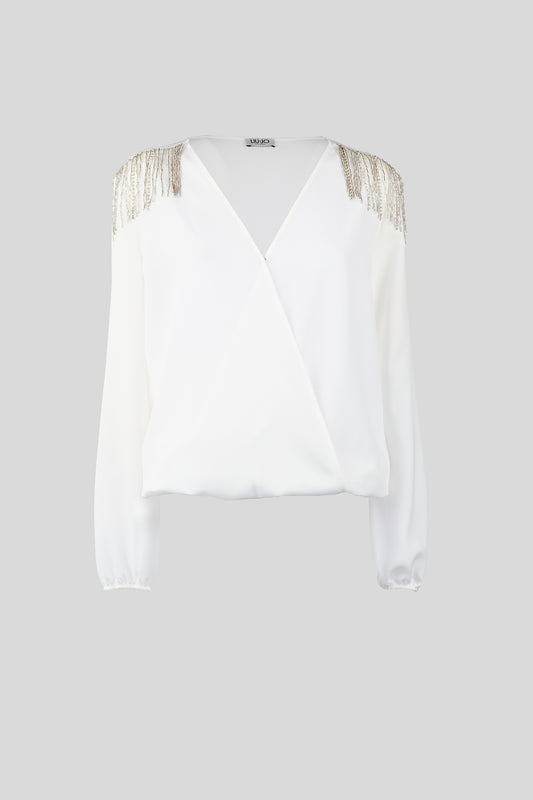 LIU JO Bluse mit Juwelenfransen