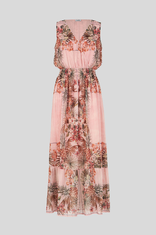 LIU JO Pink Lotus Flower Langes Kleid