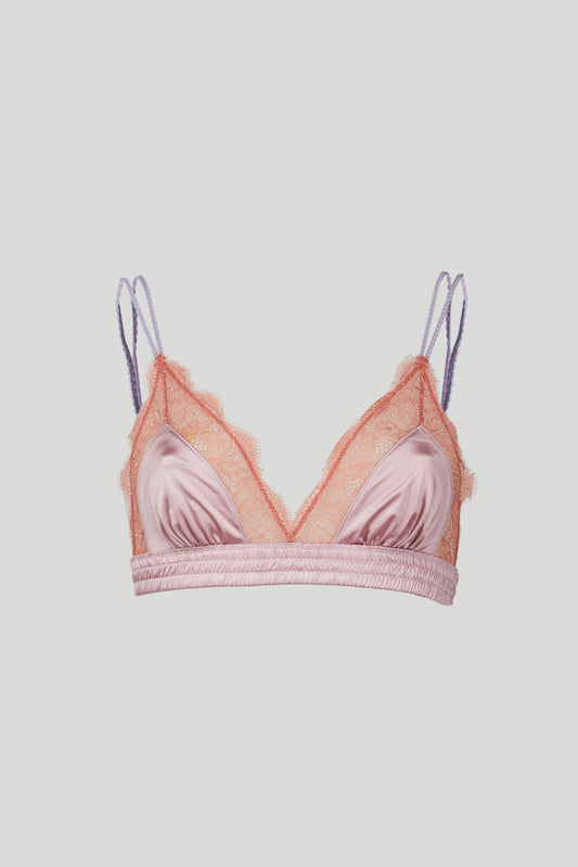 LOVE STORIES Lila Bralette mit rosa Spitze
