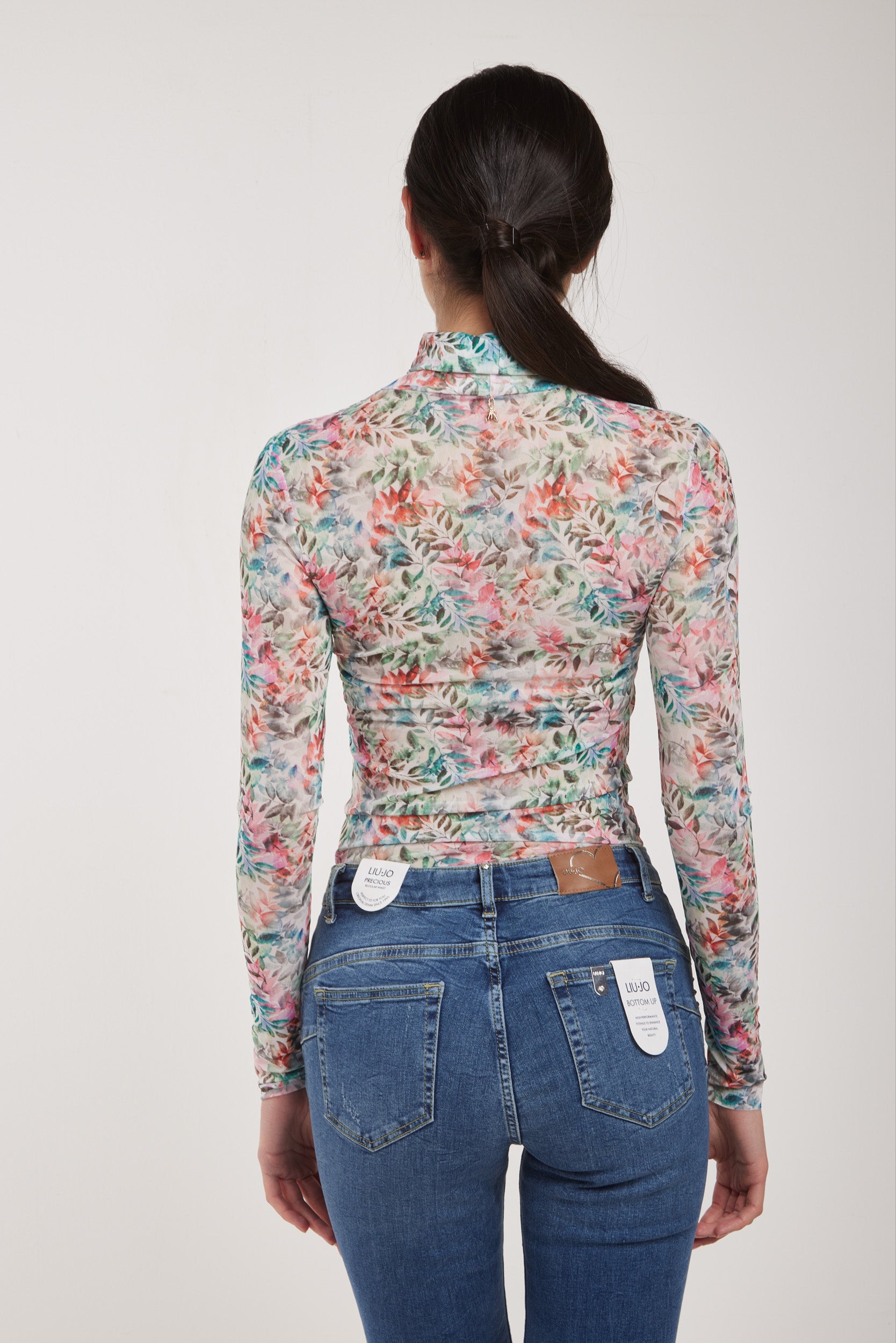 PATRIZIA PEPE Mehrfarbiger Rollkragenpullover mit Blumenmuster