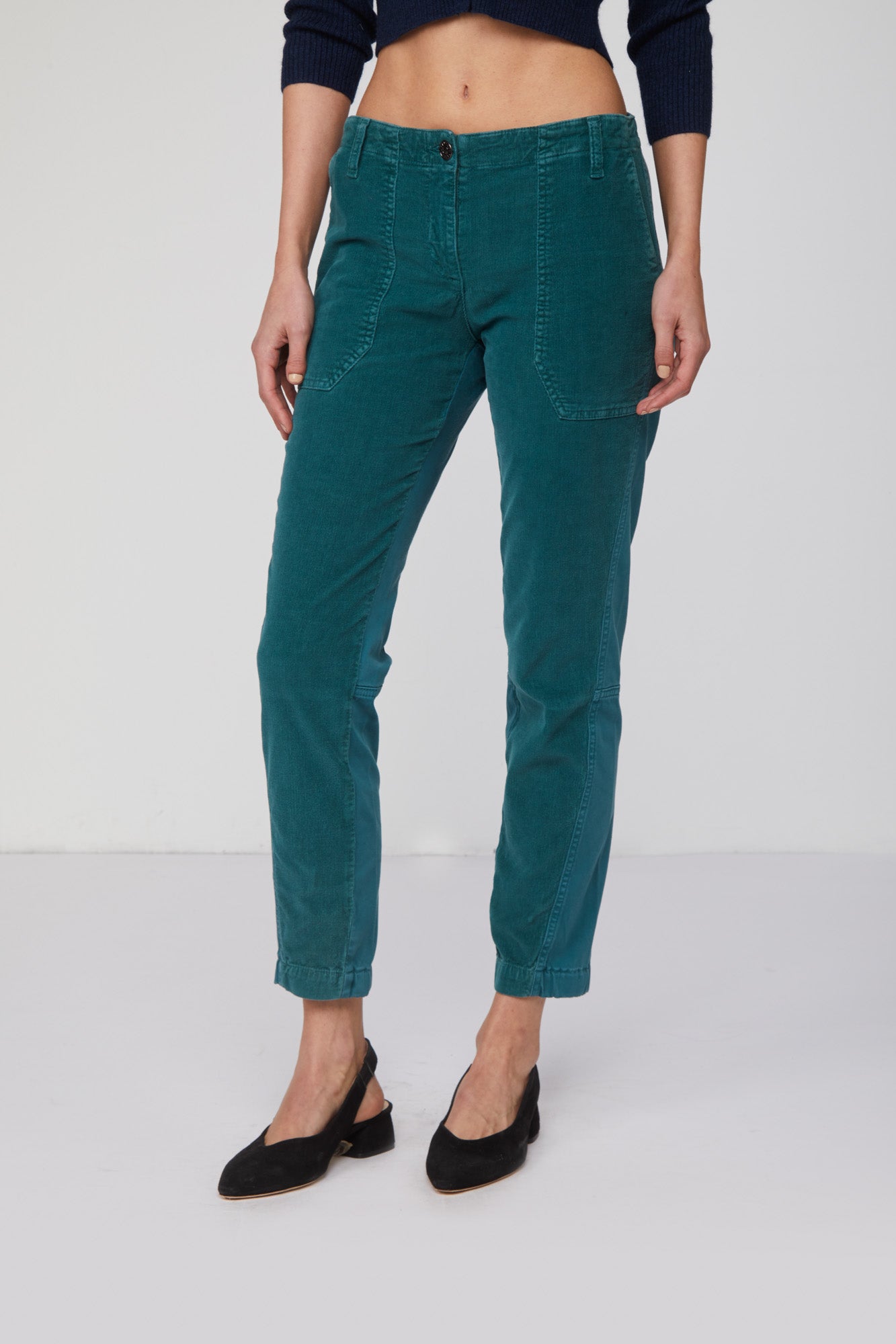 TWINSET Grüne gerippte Hose