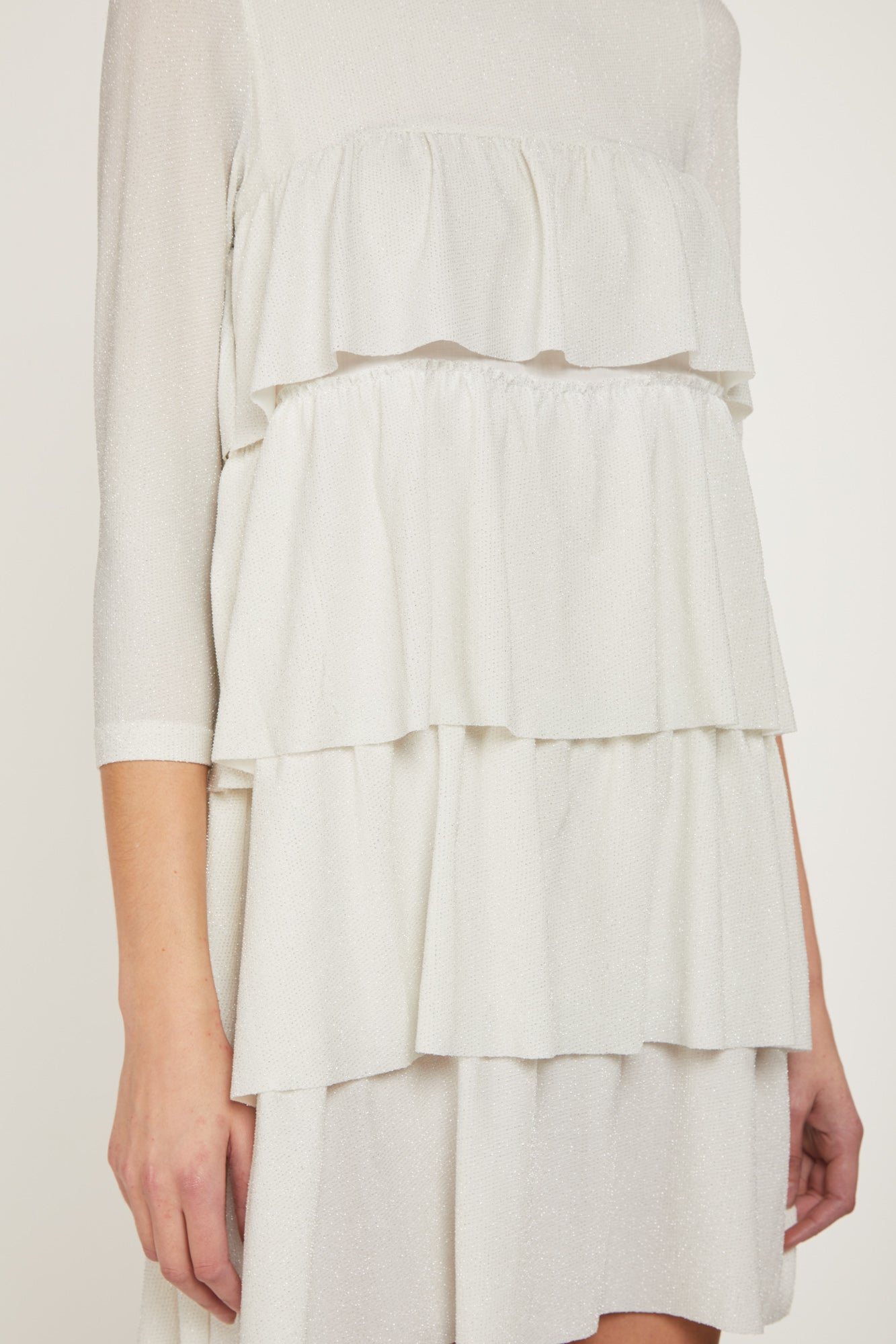 PRINCESSE LODO Weiße Lurexkleid mit Volants