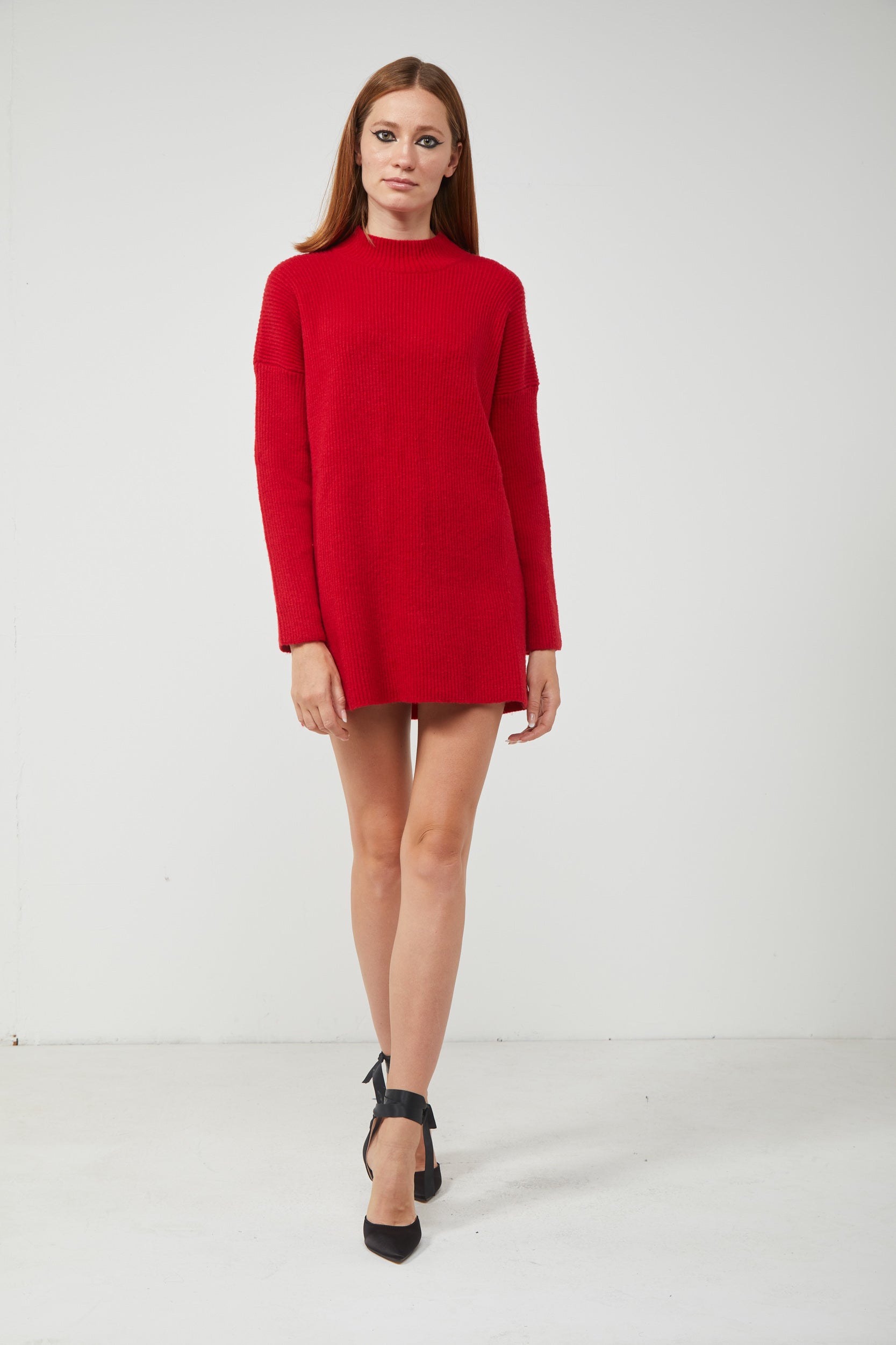 VICOLO Roter Rollkragenpullover