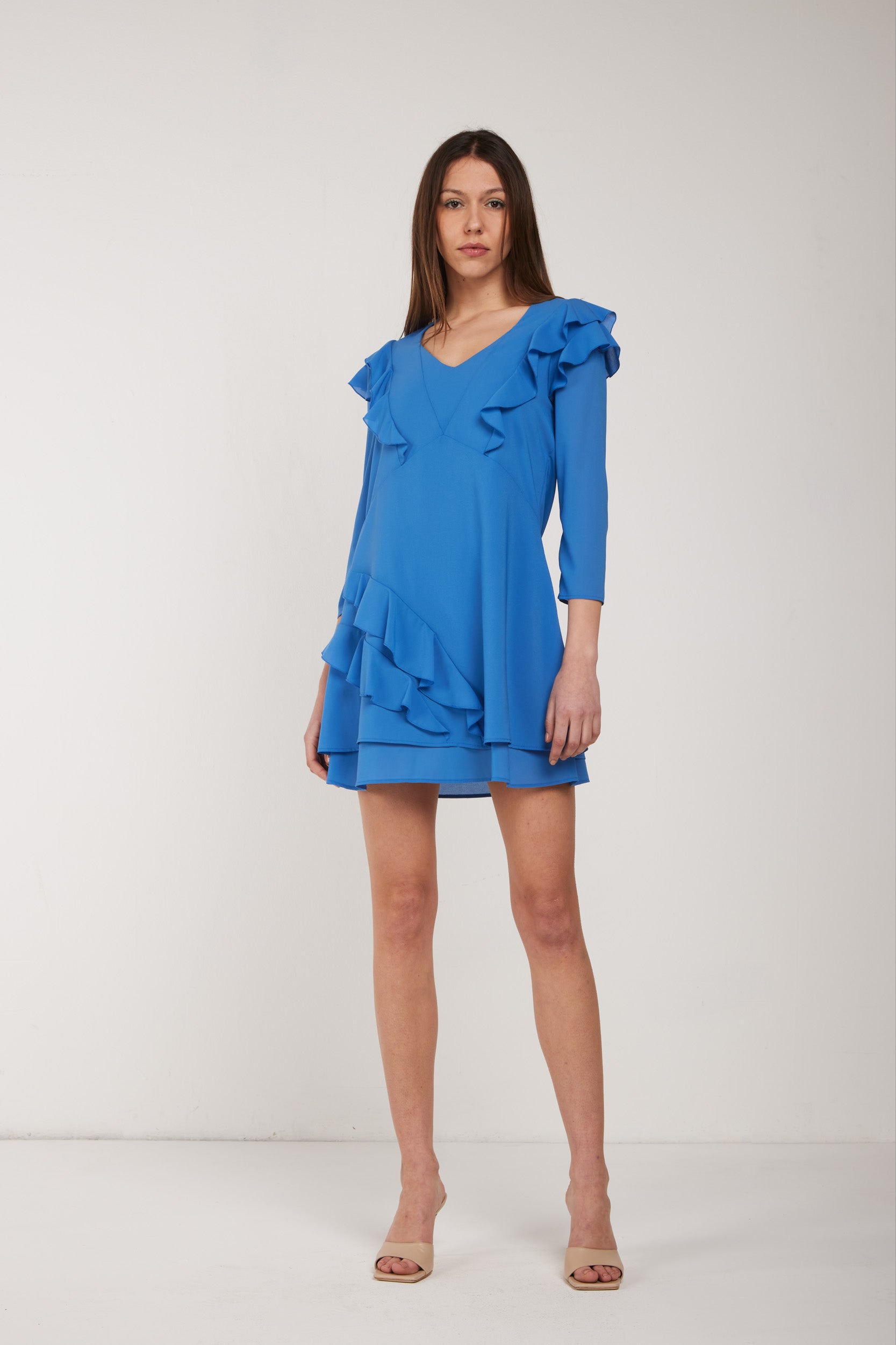 PATRIZIA PEPE Blaues Kleid mit Volants