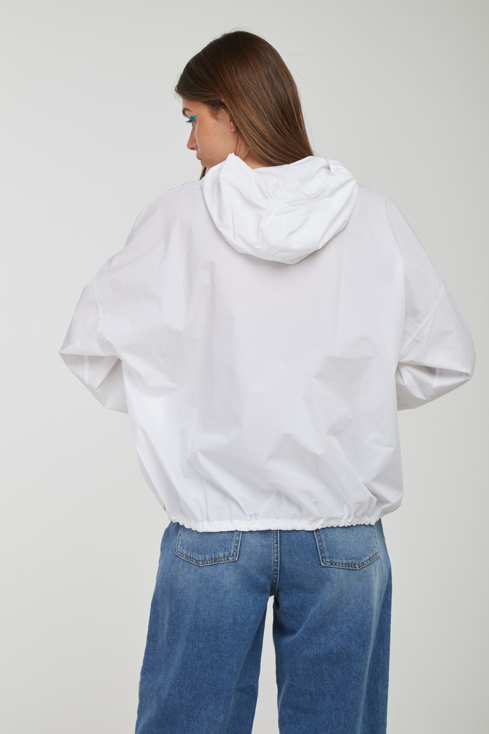 OTTOD'AME Weißes Sweatshirt mit Hemdeffekt