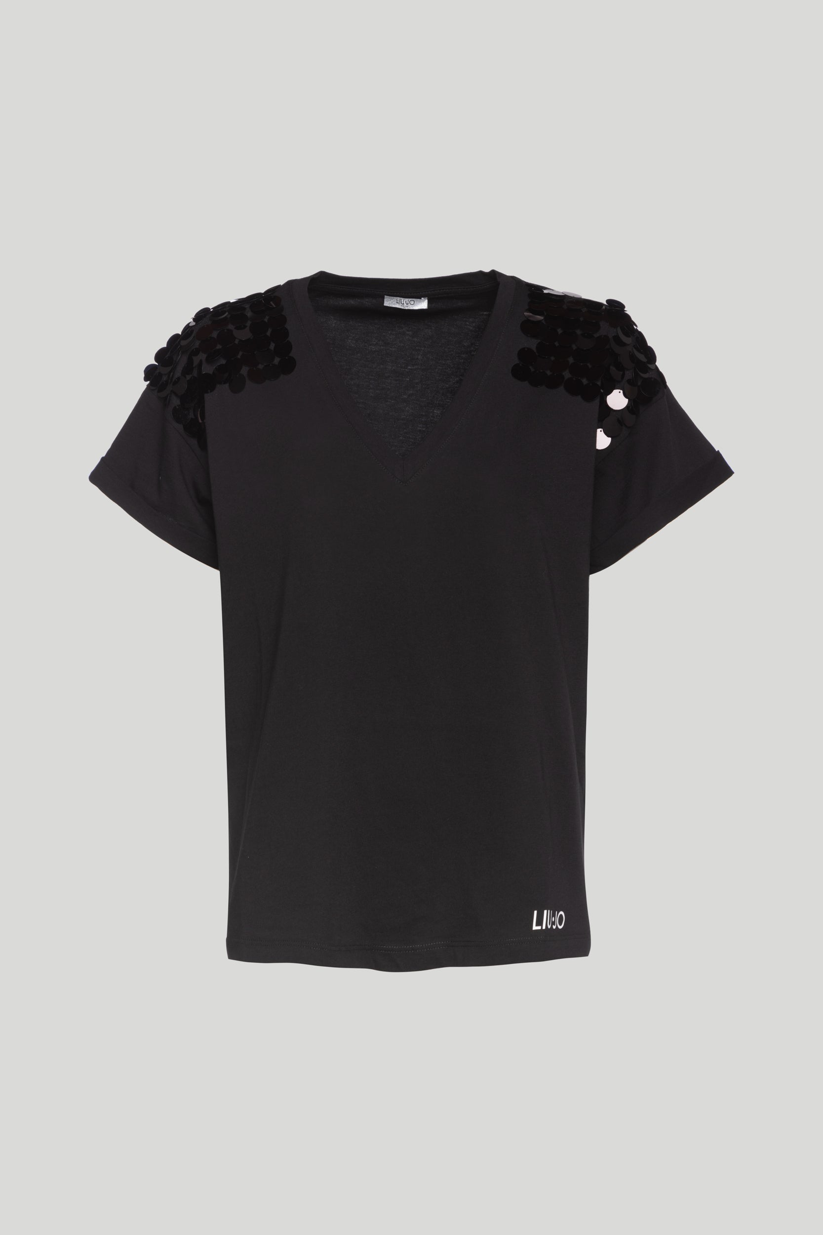 LIU-JO T-Shirt Nera mit Pailletten