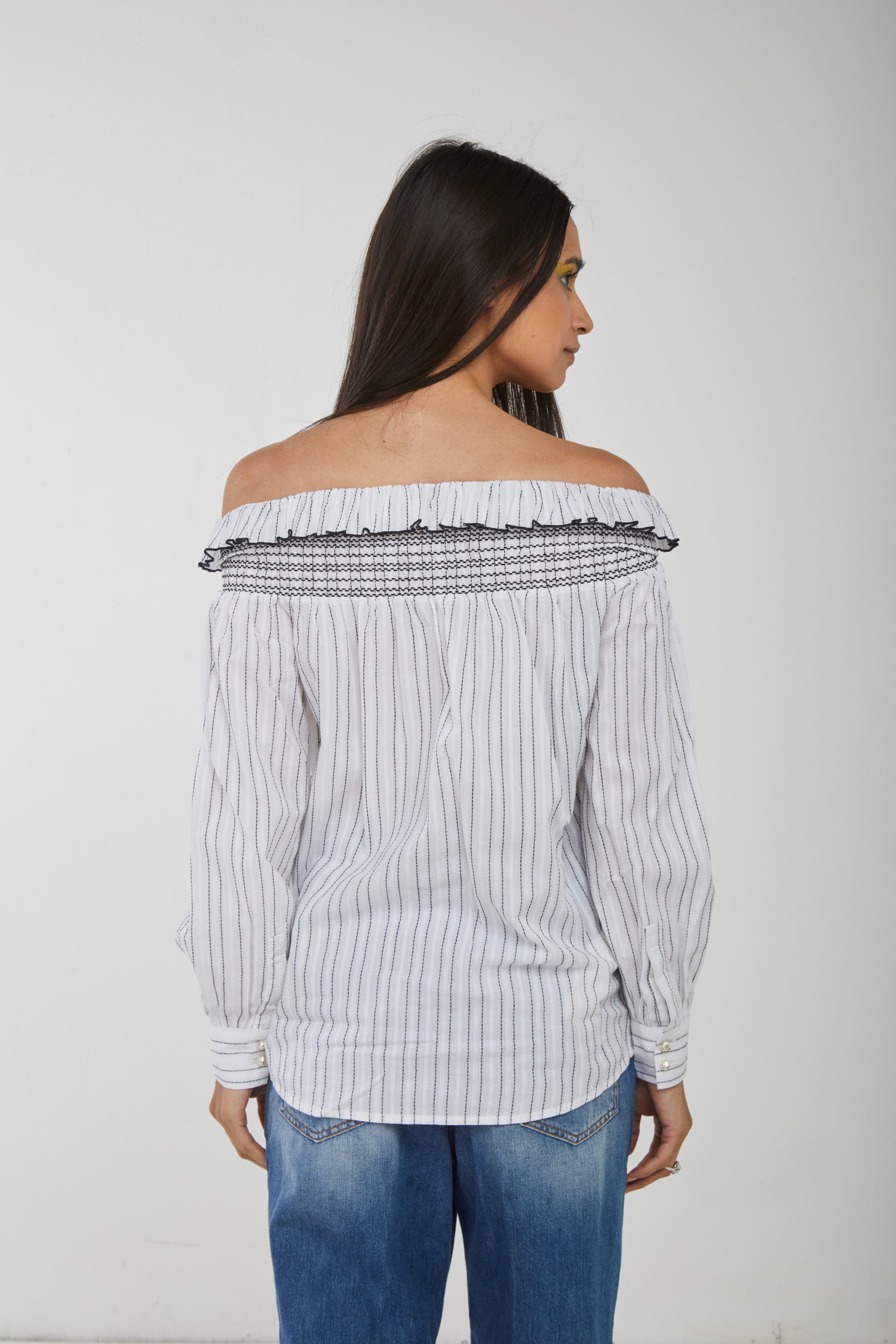 PINKO Gestreifte Bluse mit U-Boot-Ausschnitt