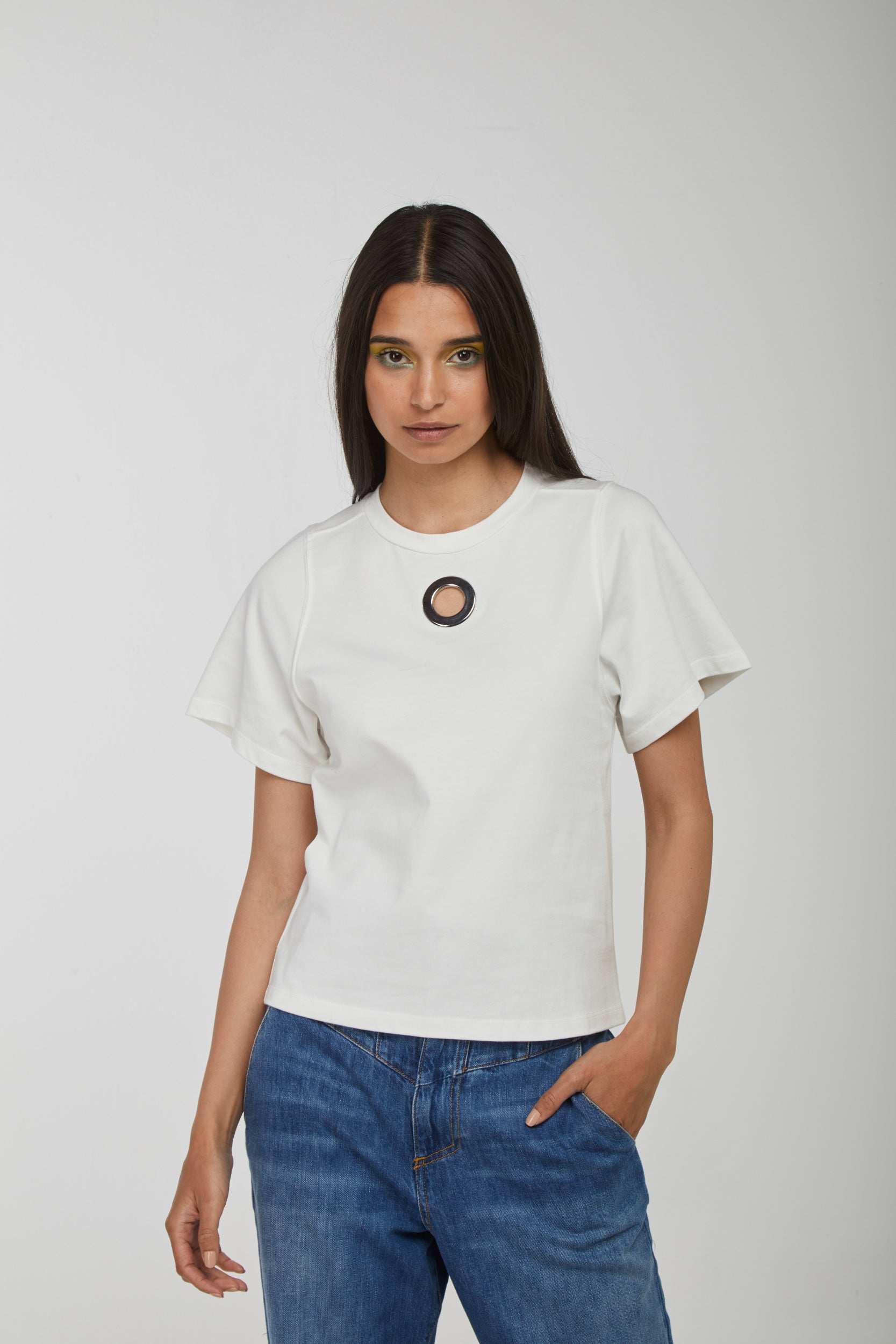 PINKO Weißer T-Shirt-Ring