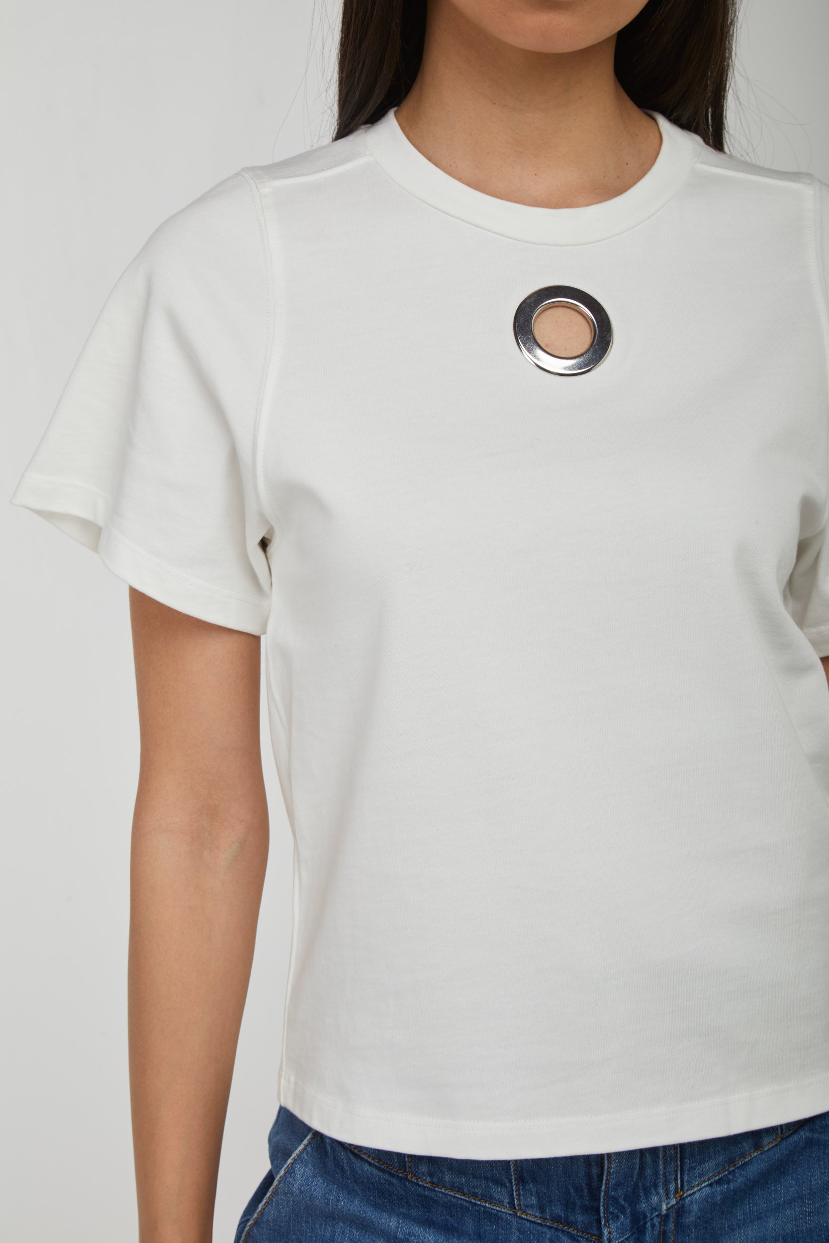 PINKO Weißer T-Shirt-Ring