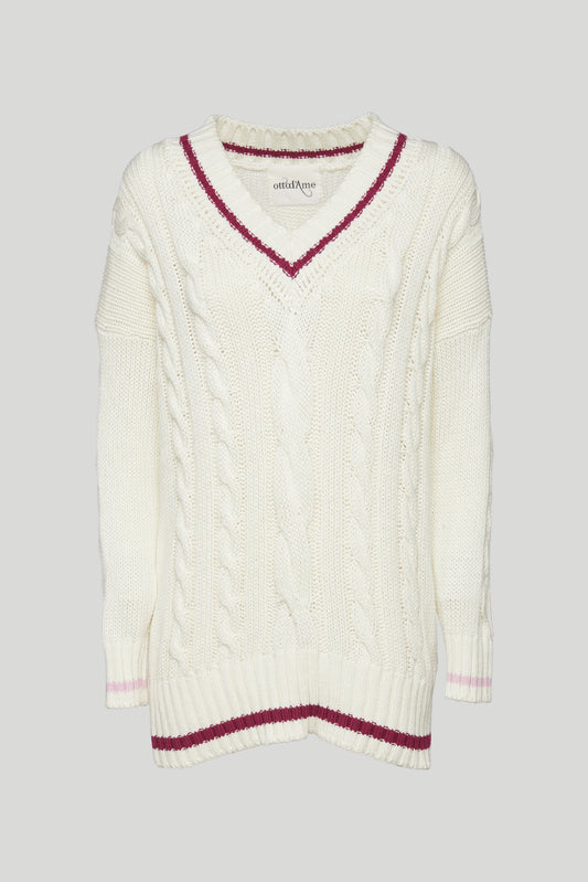 OTTOD'AME Weiße Pullover-Zöpfe