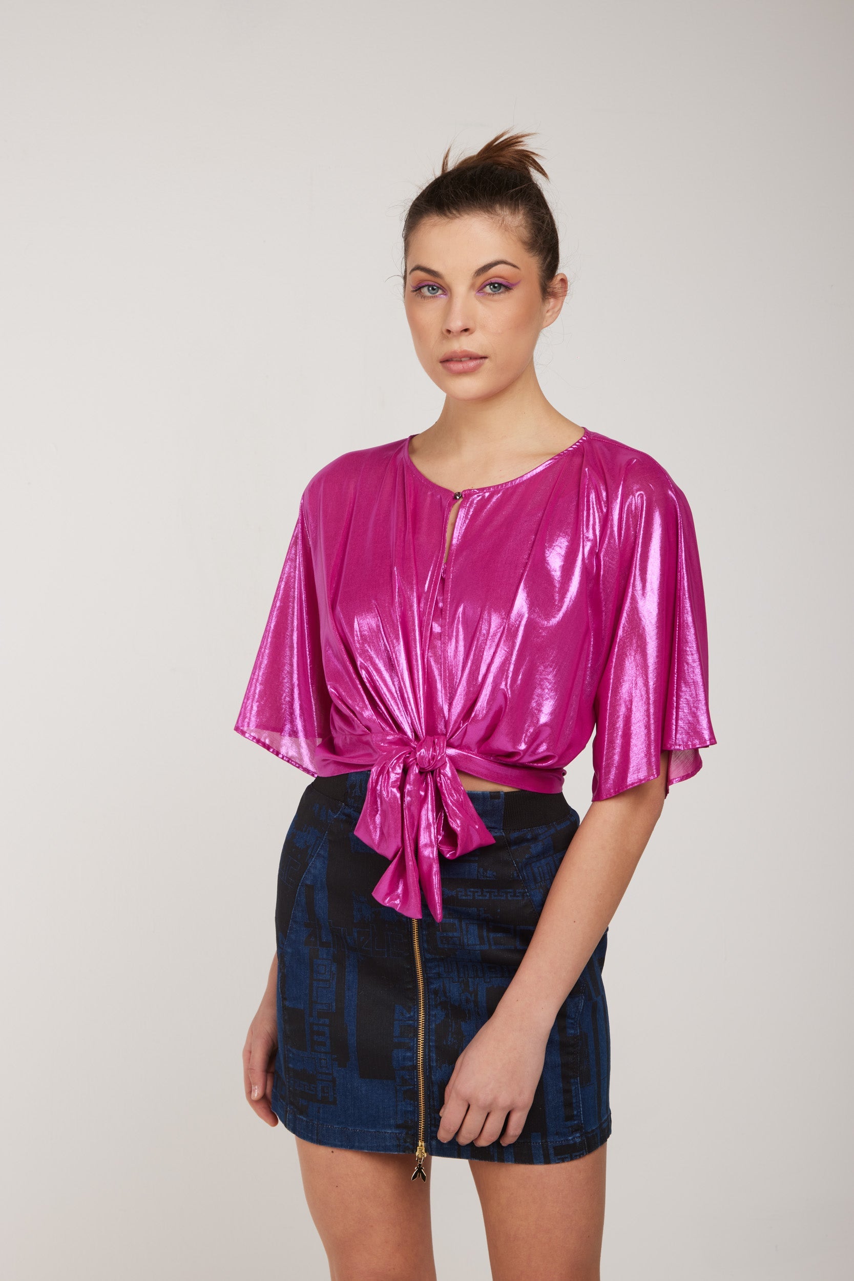 LIU-JO Crop Top Laminat Fuchsia