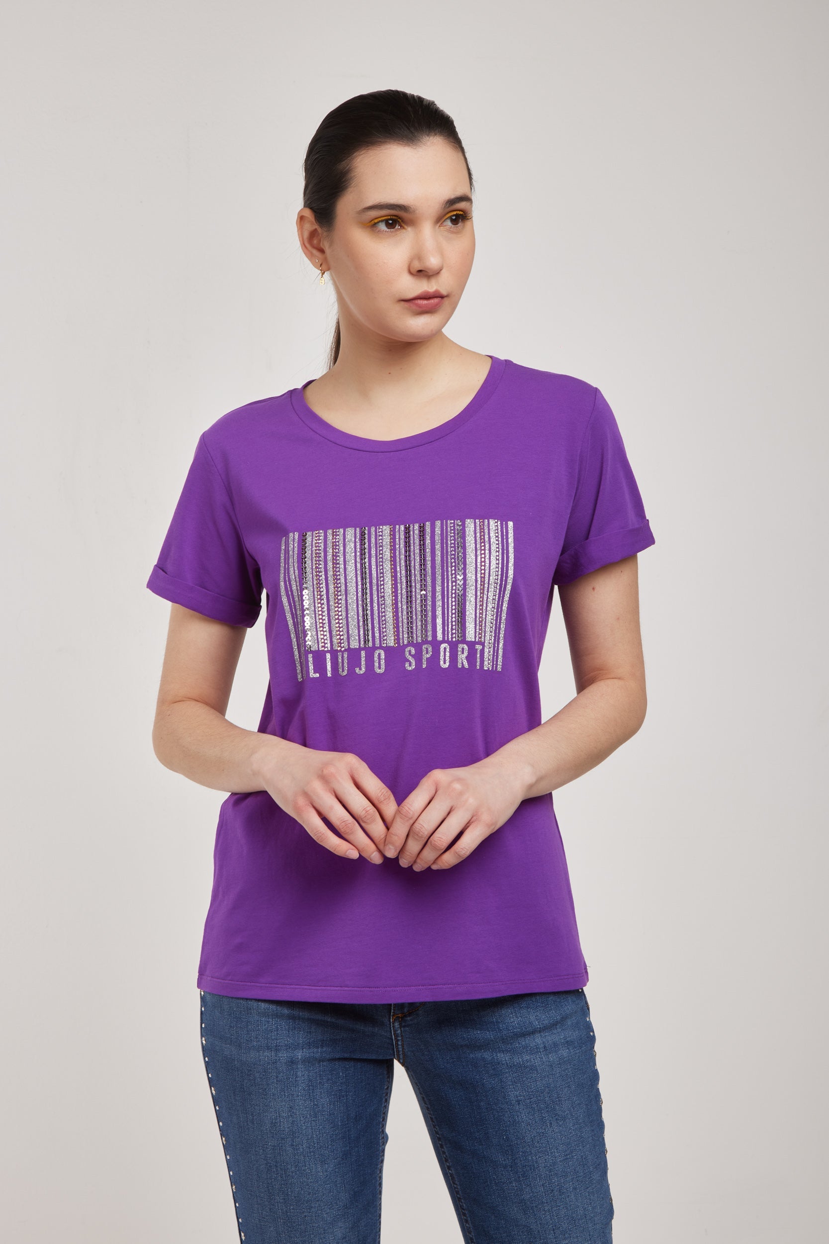 LIU-JO T-Shirt Viola-Barcode