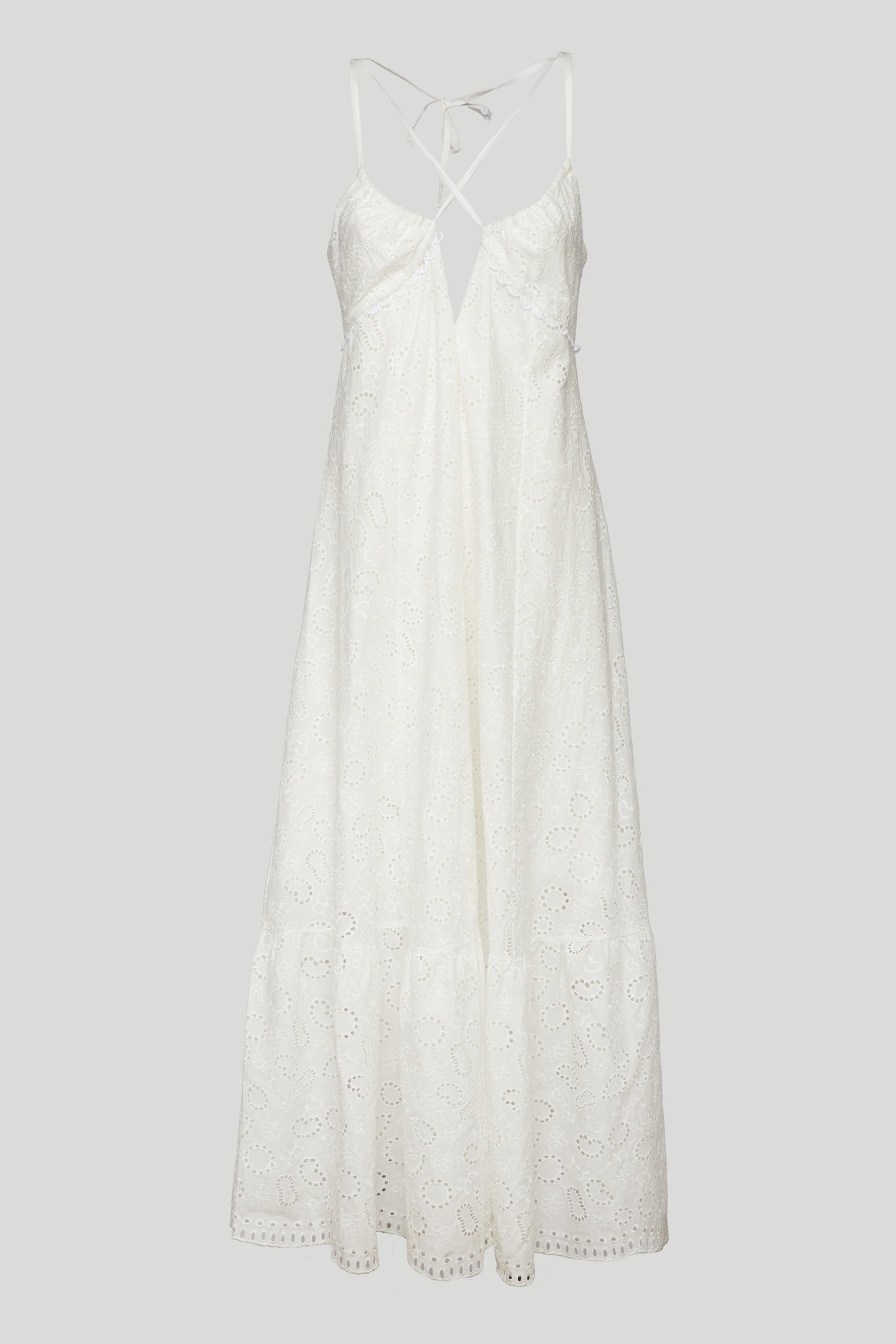 OTTOD'AME Langes weißes Kleid mit Sangallo-Spitze