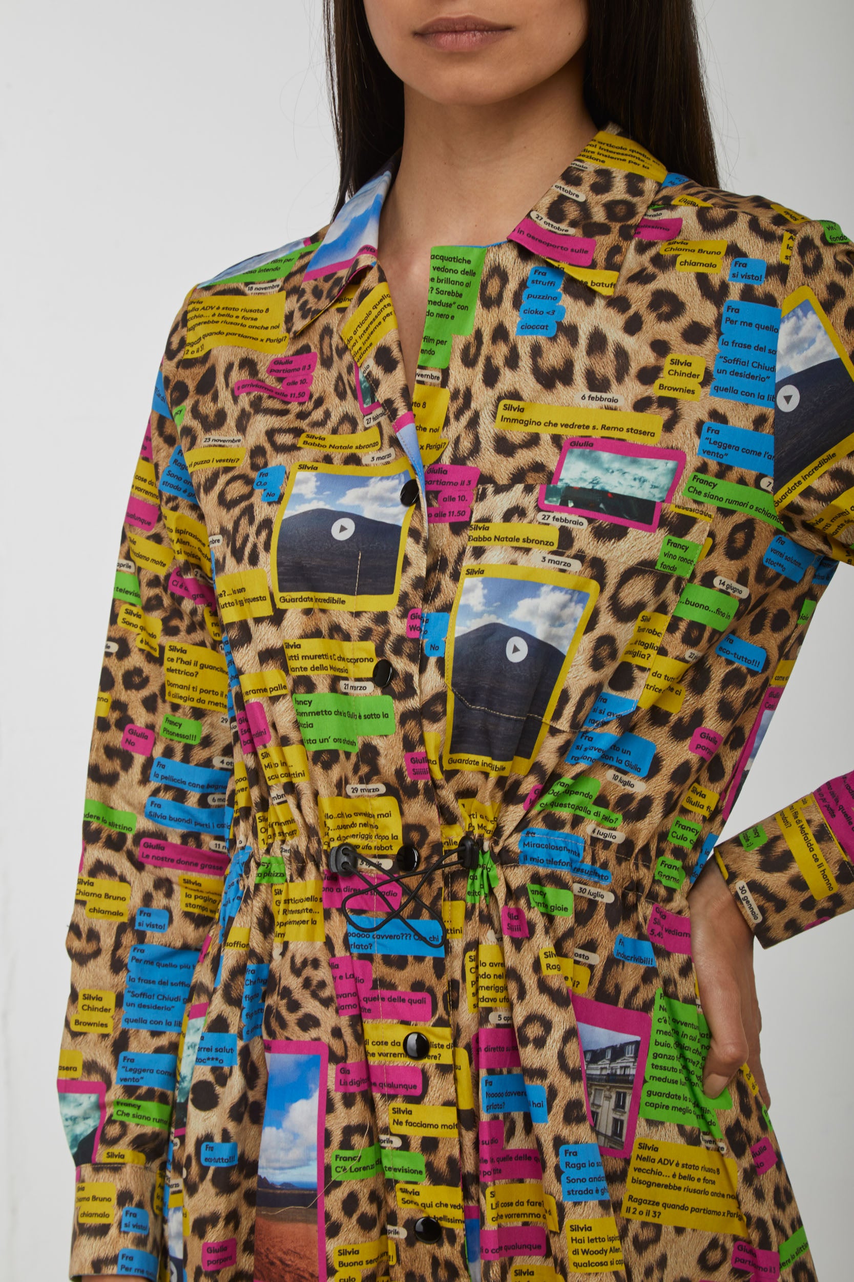 OTTOD'AME Chemisier-Kleid "Postcard" mit Leopardenmuster