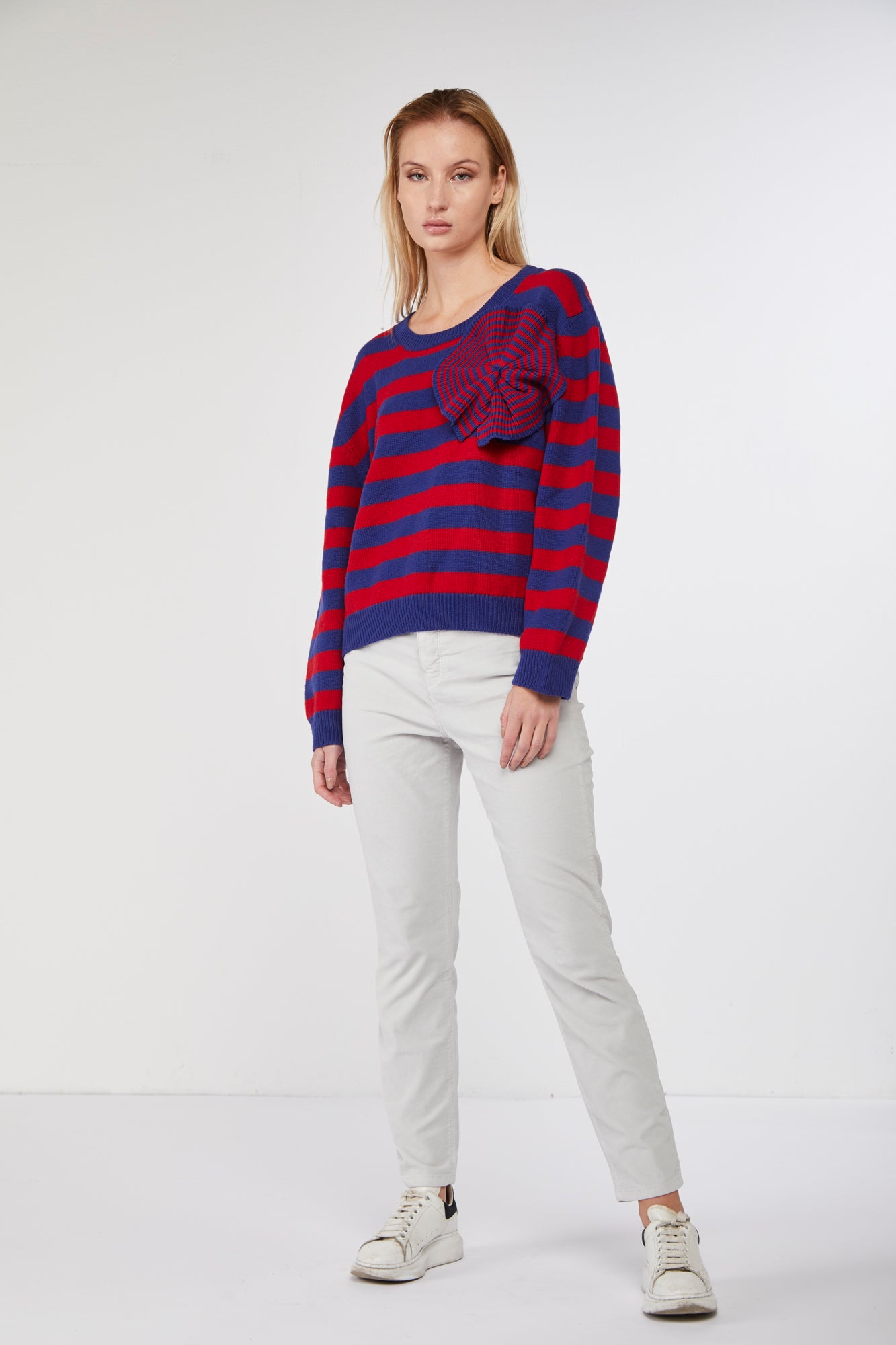 STELLA JEAN Gestreifter Pullover mit optischem Detail