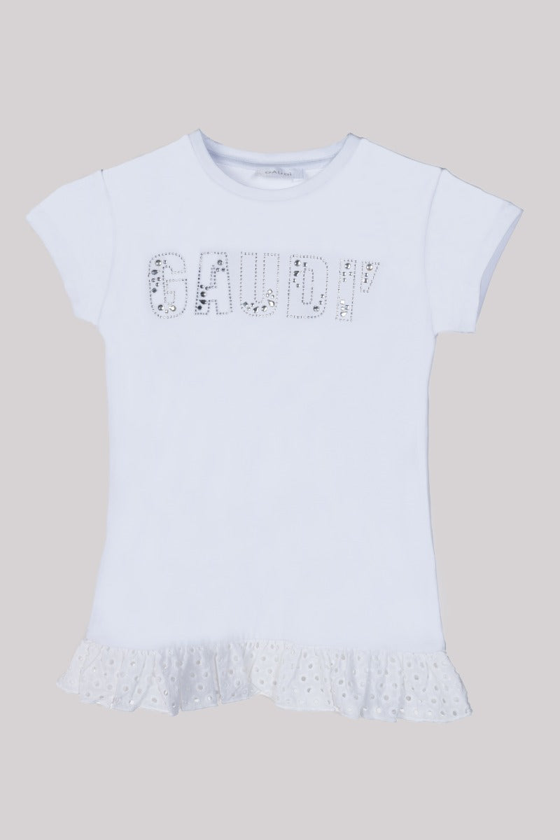 GAUDI' KINDER T-Shirt Bianca con Strass