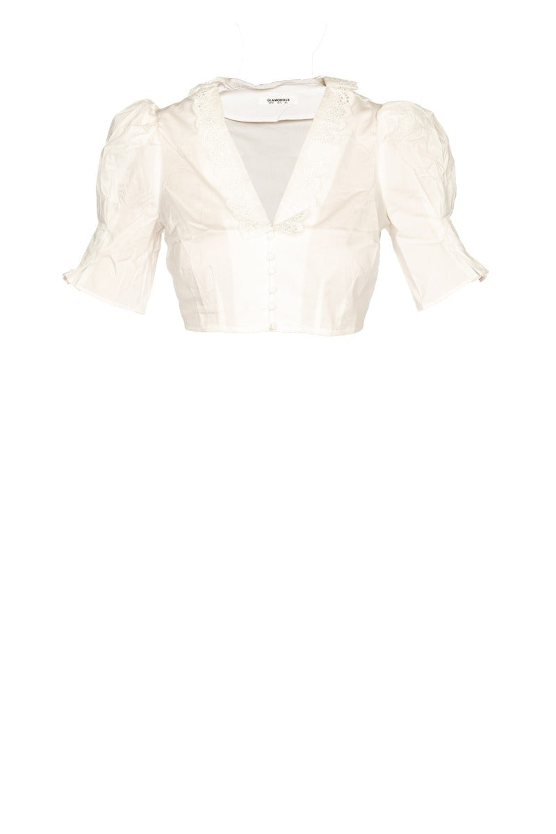 Glamouröses weißes Crop-Shirt